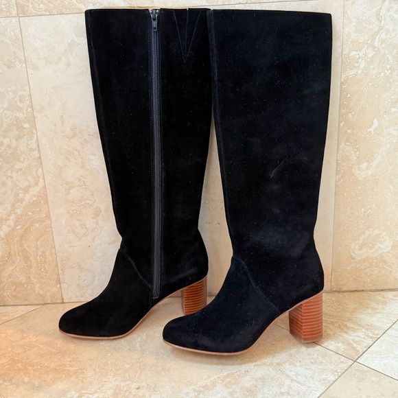 Soludos Venetian Tall Boots Black Suede Knee High Block Heel Size 6.5 - Picture 3 of 7